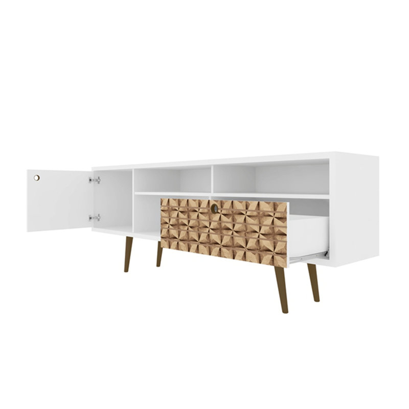 Meuble télé 71 po Liberty, Naturel / Blanc