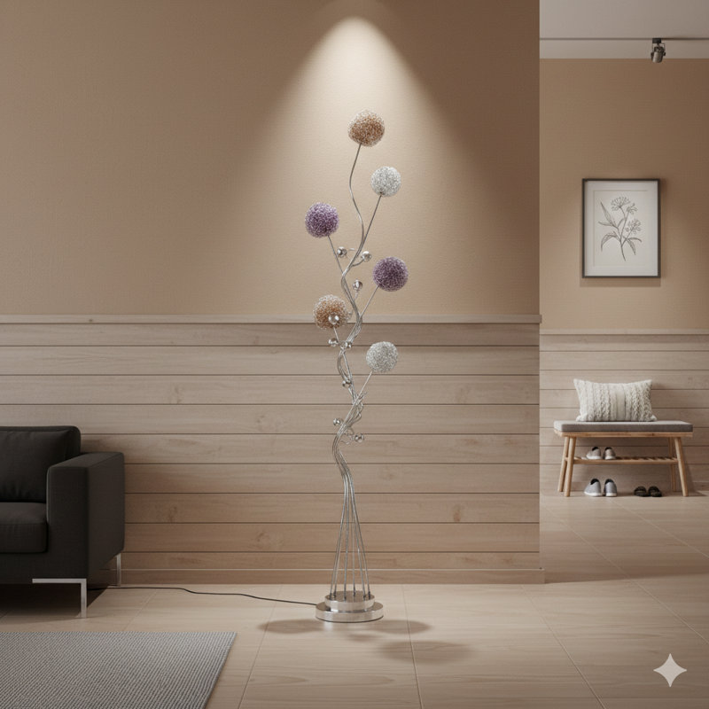 Lampe sur pied à DEL 58,5 po en aluminium Zeus