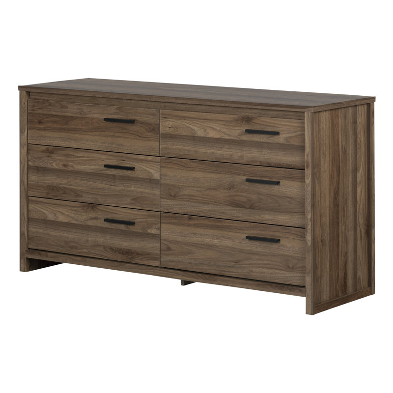 Commode 6 tiroirs Lensky, Noyer naturel