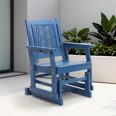 Fir Wood Patio Glider Chair With Floral Backrest by Ophelia & Co.