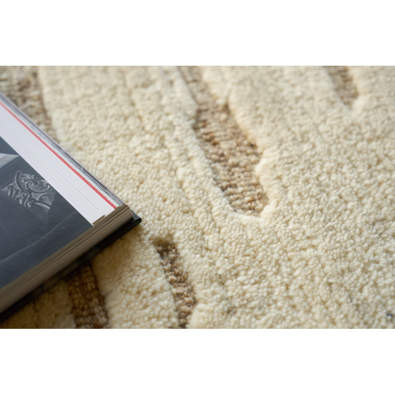 Boulder Hand Knotted Wool Beige Area Rug, 8'X10'