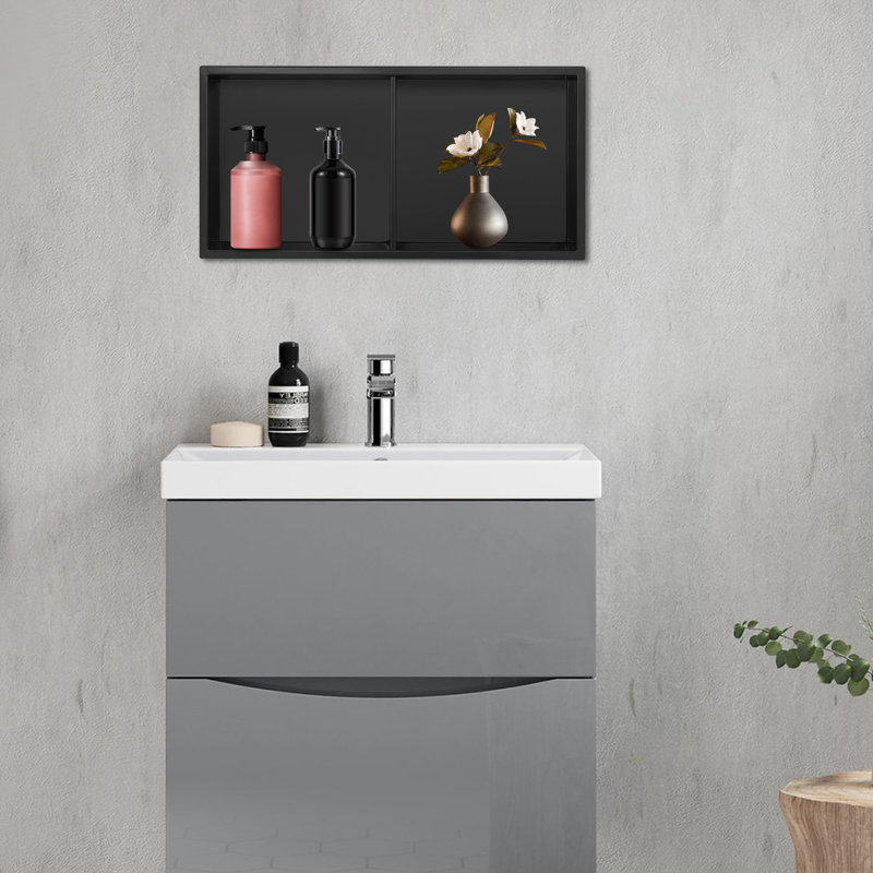 Olivan 12"×24" Single Recessed Waterproof Shower Niche, Black