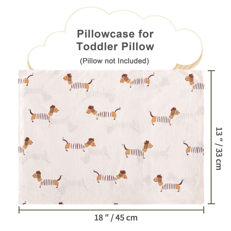 Taie d'oreiller pour tout-petit - Taille de lit de bébé en coton jersey, Chiens beiges