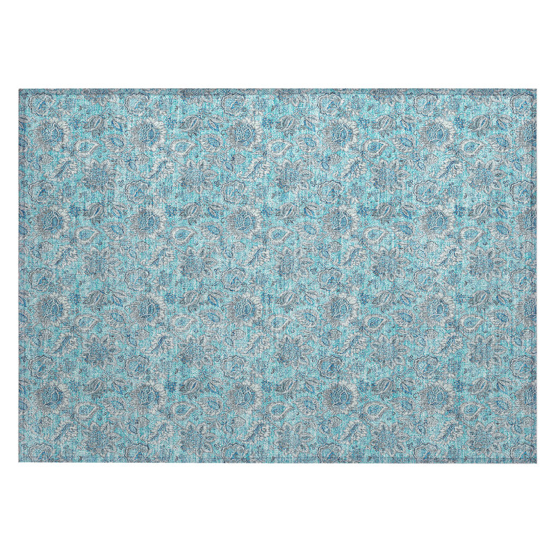 Washable Floral Indoor / Outdoor Rug, Rectangle 1'8" x 2'6"