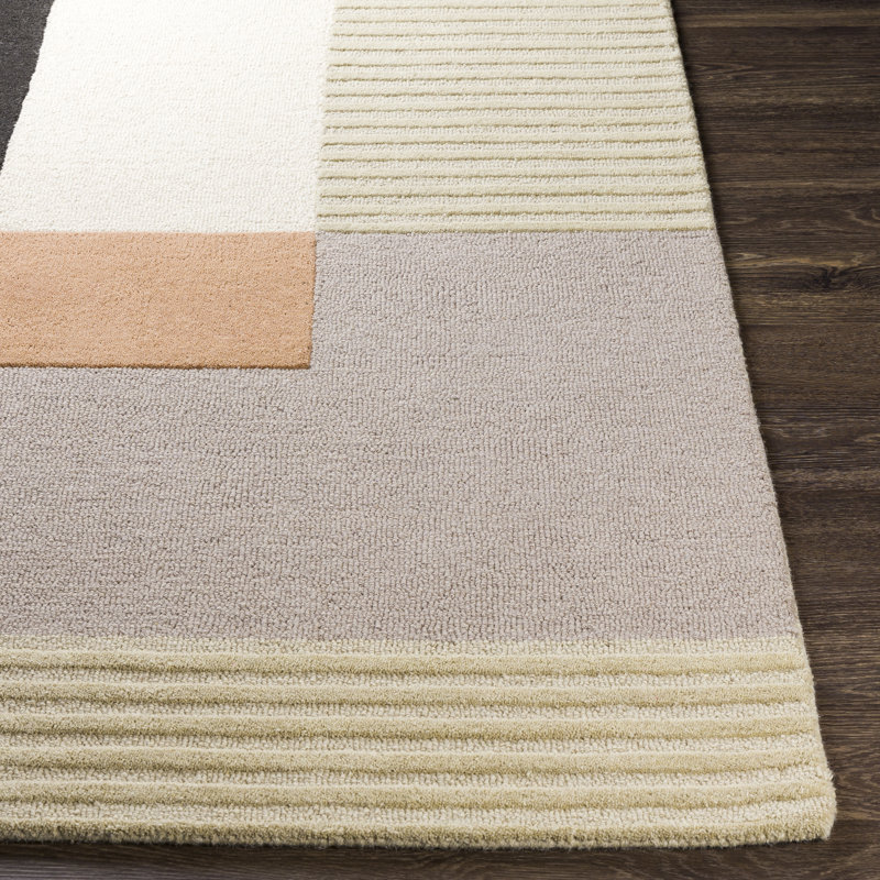 Hand-Tufted Mid-Century Modern Gray Wool Rectangular Rug
