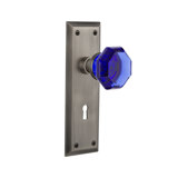 New York Plate with Decorative Keyhole and Waldorf Cobalt Door Knob