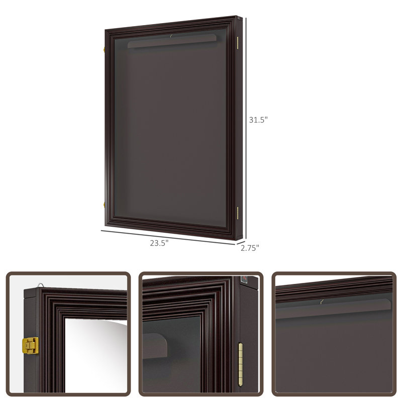 Cherry Brown Lockable Wall Mounted Jersey Display Case