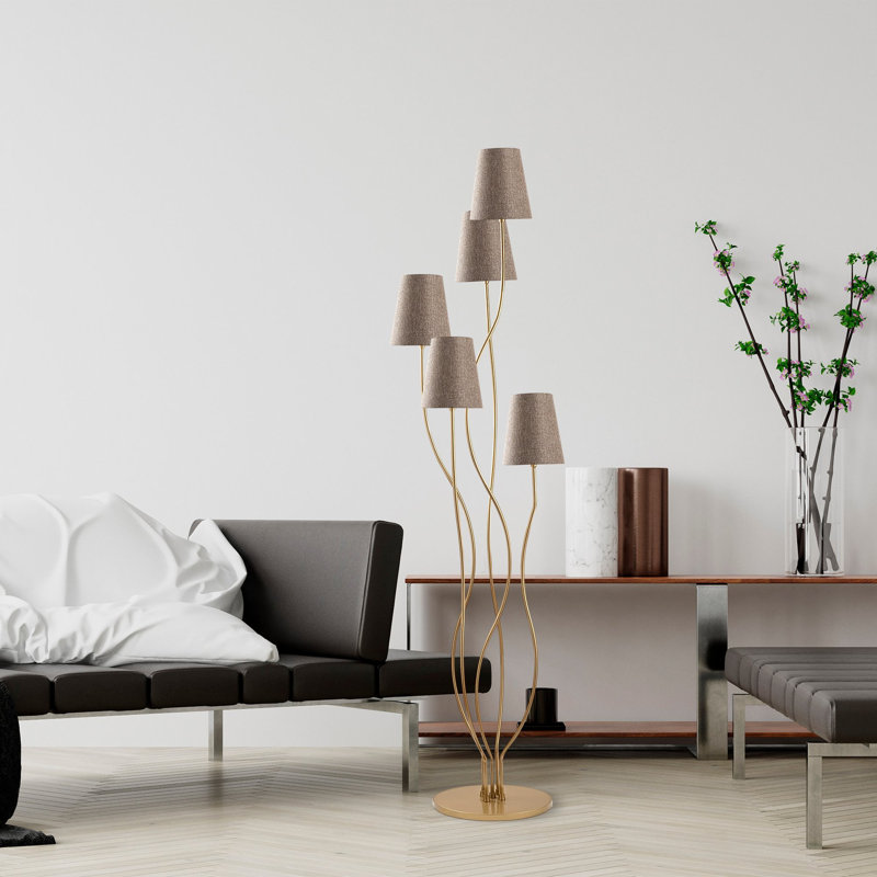 Giulio 17.29'' Black Tree Floor Lamp, Gray