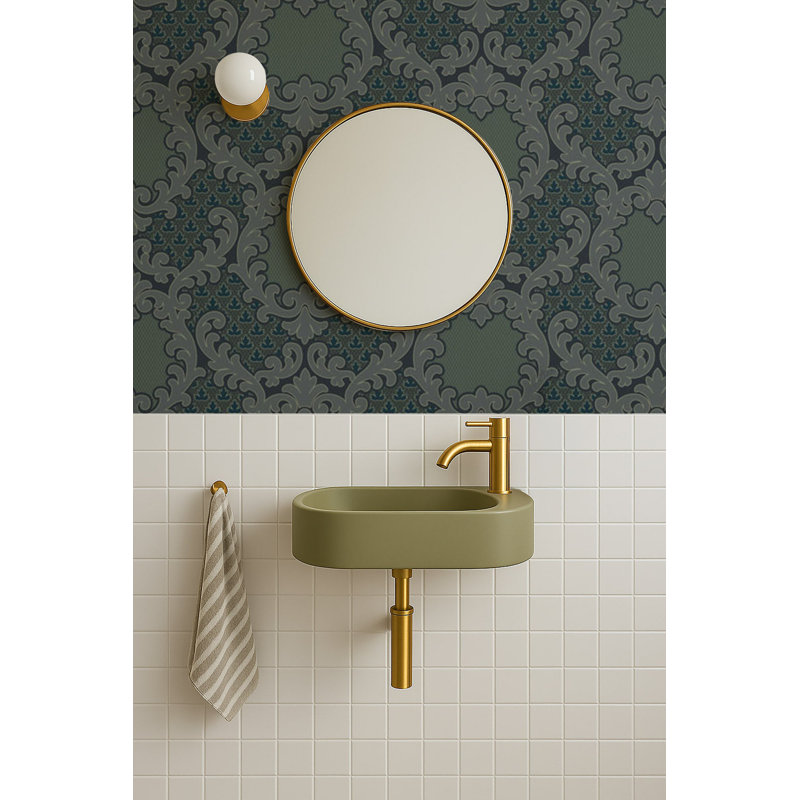 Shadow Leaf Damask - Midnight Wallpaper