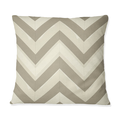 Coussin décoratif moderne beige à chevrons modernes I