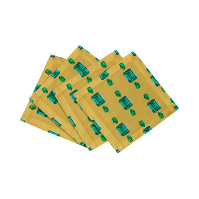 Gem Emeralds Cotton Sateen Cocktail Napkins