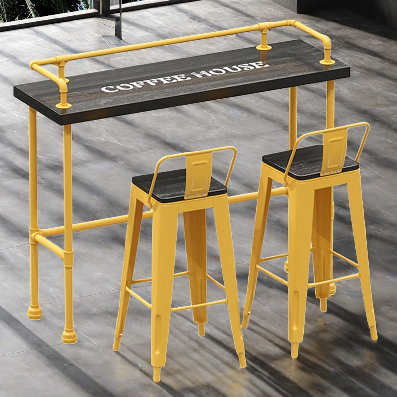Ensemble de salle à manger rectangulaire L 70,9 po x l 17,8 po Karez, Jaune, Jaune / noir, 3