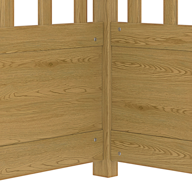Canopy Bed Frame With Guardrails, Full, Natural Wood