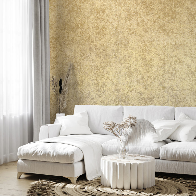 Precious Collection Shimmery Satin Silk Fabric Design Wallpaper Roll, Tan