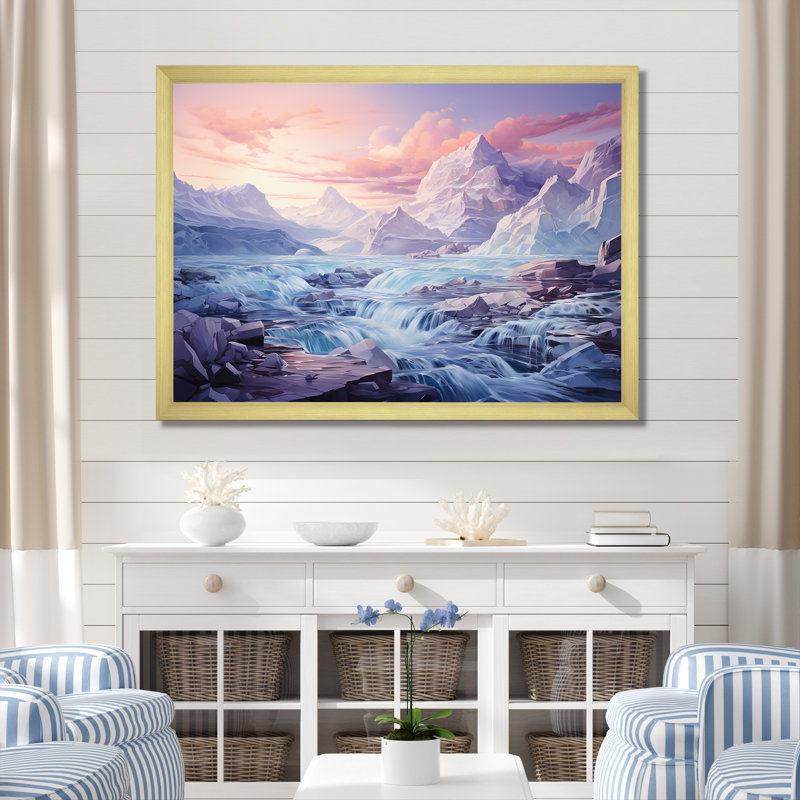 Paysage de Kawaii en Alaska II, Cadre doré simple, H 24 po x l 32 po x P 1 po