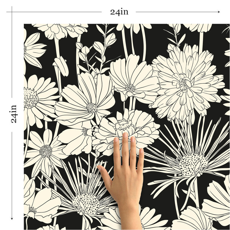 Kerlin Peel & Stick Floral Tile, 4' L x 2' W