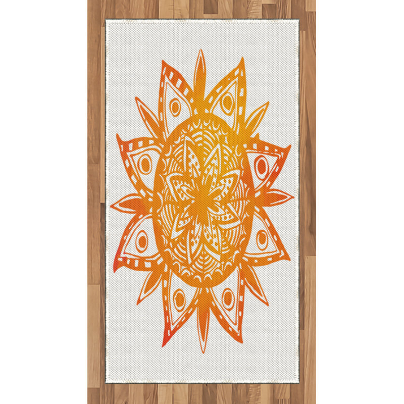 Tapis décoratif orange à haute densité de fibres longues en polyester, Rectangle 2 pi 7 po x 5 pi