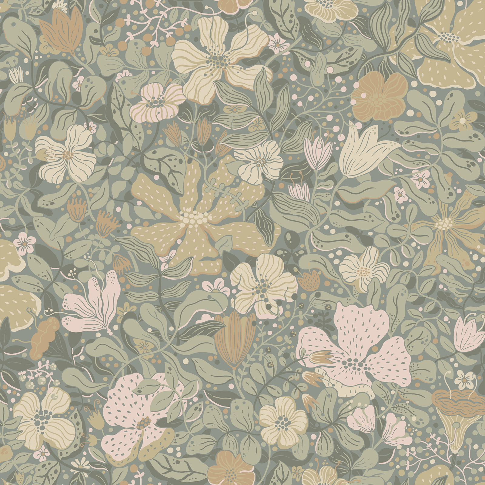 Harriette Floral Wallpaper, Gray