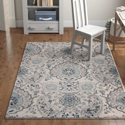 Tapis damassé crème / gris clair Christa