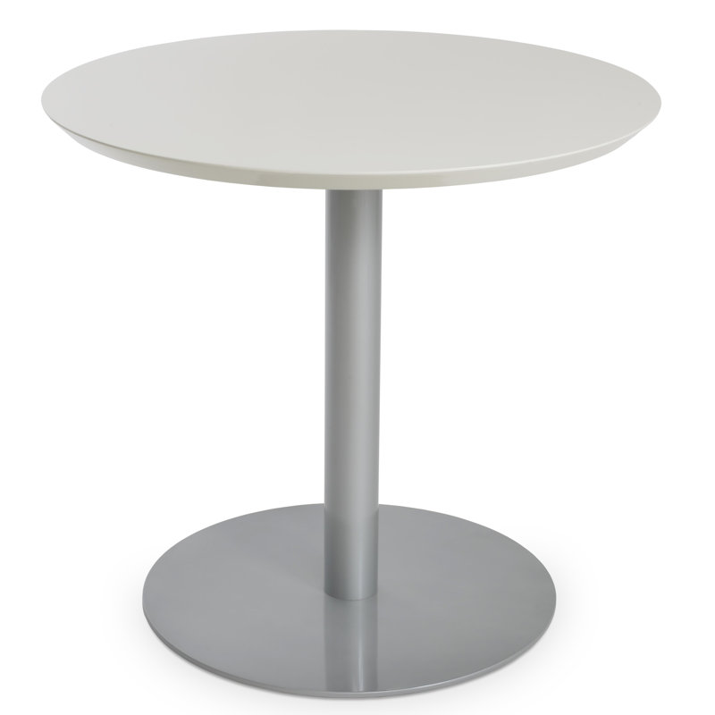 Table de salle à manger Tango, 29,3 po H x 43,5 po L x 43,5 po l, Argent, Blanc