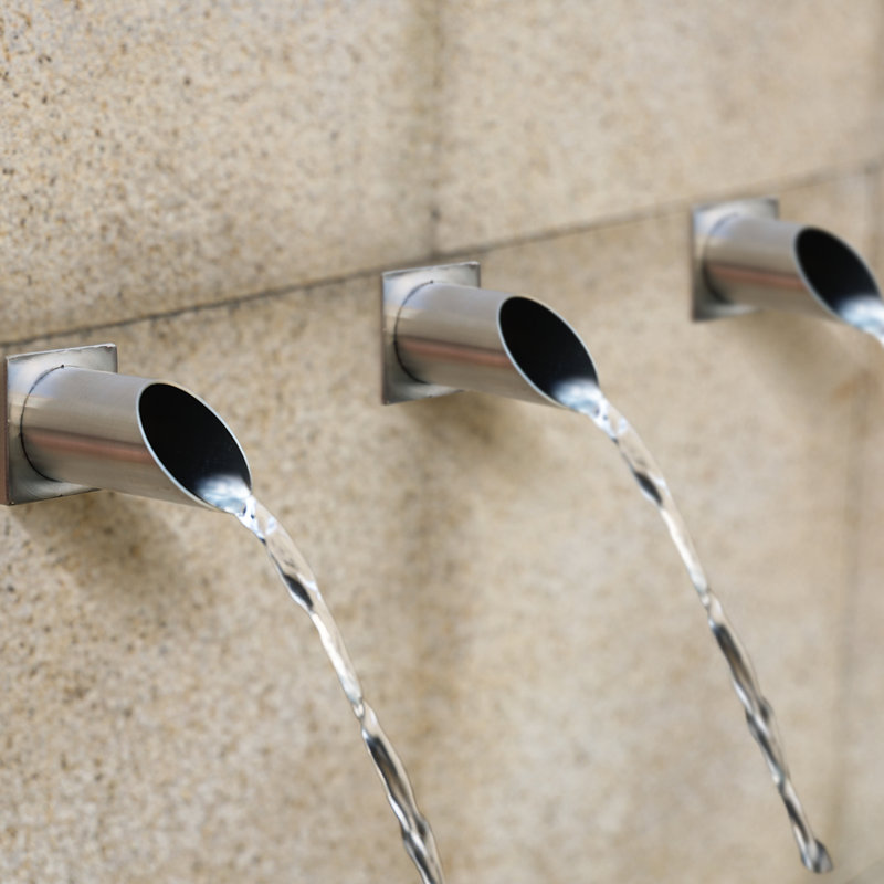 7.5 Inch Round Scupper Spout, 316 Stainless Steel Pool Waterfall Spillway with Anti-Splash Baffle & 1.2" Inlet, Easy Install for Pond, Fountain, Patio, Garden Water Feature