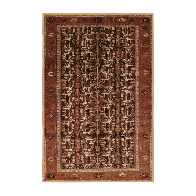 Machine Washable Persian Brown Area Rug, Rectangle 2' x 3'