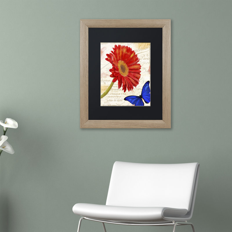Jadaya «Gerbera Daisy», impression encadrée, H 14 po x l 11 po x P 0,5 po, Noir, Cadre brun