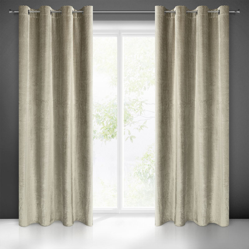 Fenley Eyelet Blackout Curtain, Light brown