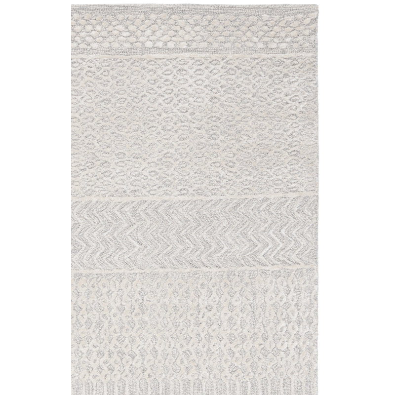 Tapis en viscose / laine touffeté à la main Lyly - gris / vert, Rectangle 9 pi x 12 pi