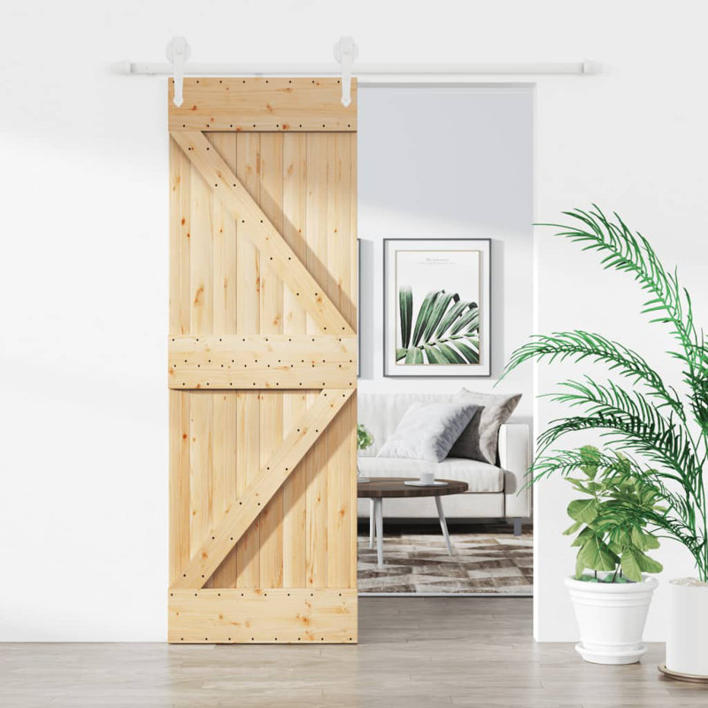 Porte coulissante avec quincaillerie Vidaxl, 27,6 po x 82,7 po, Blanc/naturel