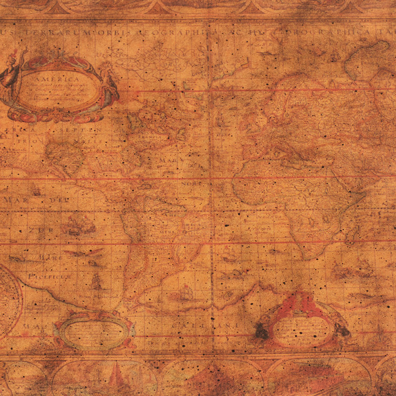 Aallyah 38 in. W Bombe 1 Drawer Old World Map Trunk Table