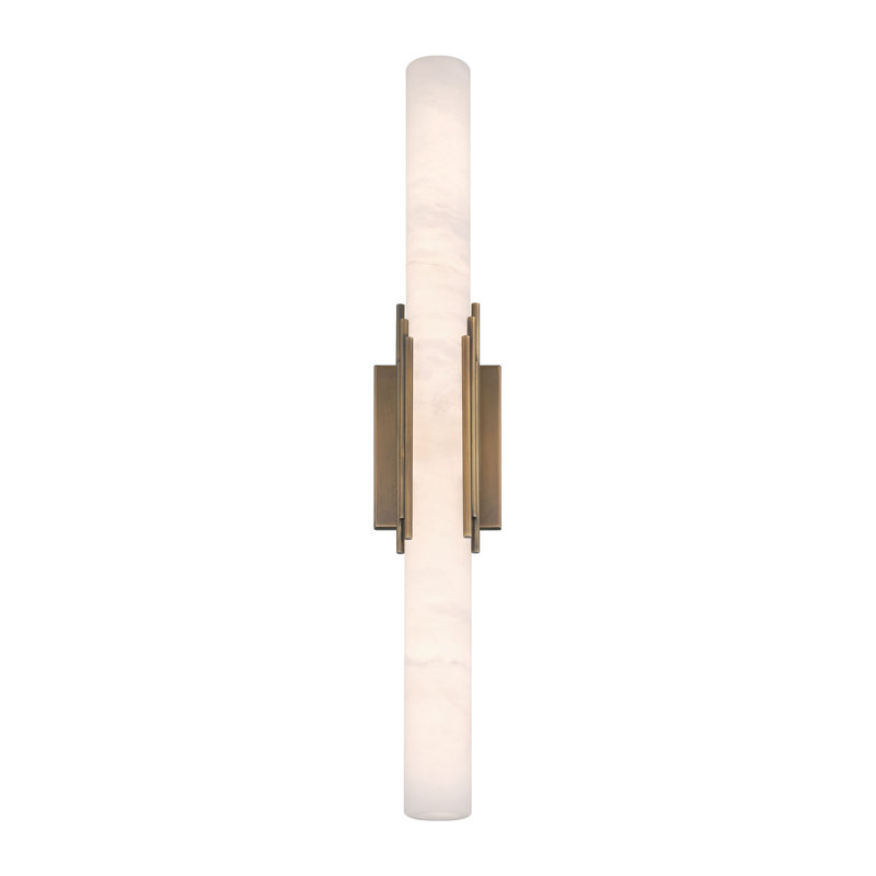 Venna, Wall Sconce , Antique Brass, Alabaster, 28" H x 4.75" W x 3.5" D