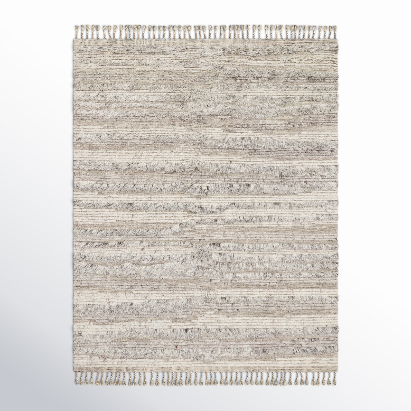Benjamin Natural Ivory Hand-Knotted Wool Rug, Rectangle 8'6" x 11'6"