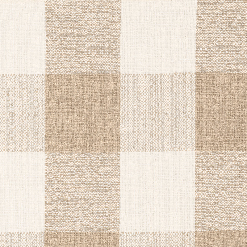 Coussin Birch Lane Cleveland, Polyester, Brun à carreaux, Carré 18 po