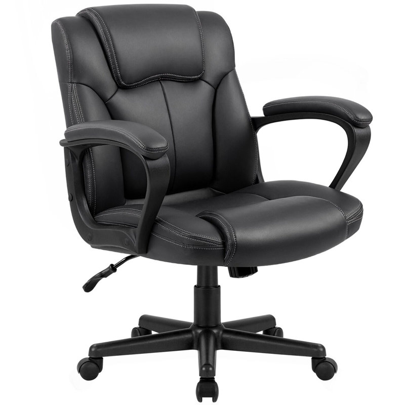 Highlandville Home office Mid Back Executive Swivel Computer Task Desk Chair, Black