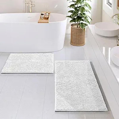 Bathroom Rug Set, 2 Piece Chenille - Quick Dry, Non-Slip, Machine Washable - Bath Mat