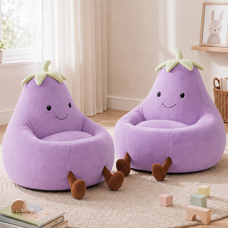 Fauteuil à billes avec aubergine Kannon, 27.56" H x 31.1" W x 30.31" D, Mauve