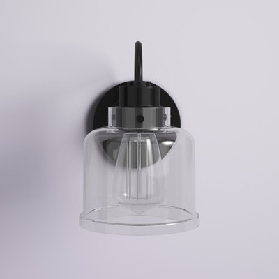 Juliann 1-Light Dimmable Steel Wall Sconce with Clear Striped Glass Shade