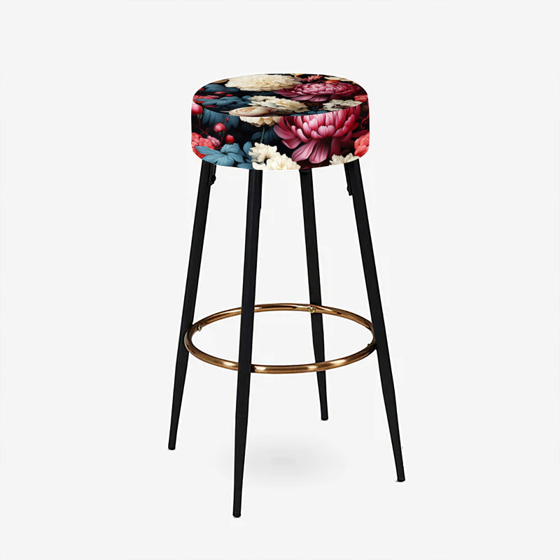 Mystic Flora Moody Patterns - Ensemble de 2 tabourets floraux, Blue/Pink