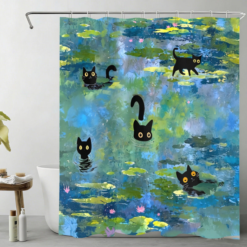 Rideau de douche bleu sarcelle Water Lily Catline Guest Suite, 183 cm x 183 cm