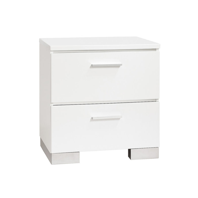 White Nightstand With Charging, Legs And 2 Big Spacious Storage Compartments For Bedroom Arrangement Practical Modern , Accents Drawers Decor