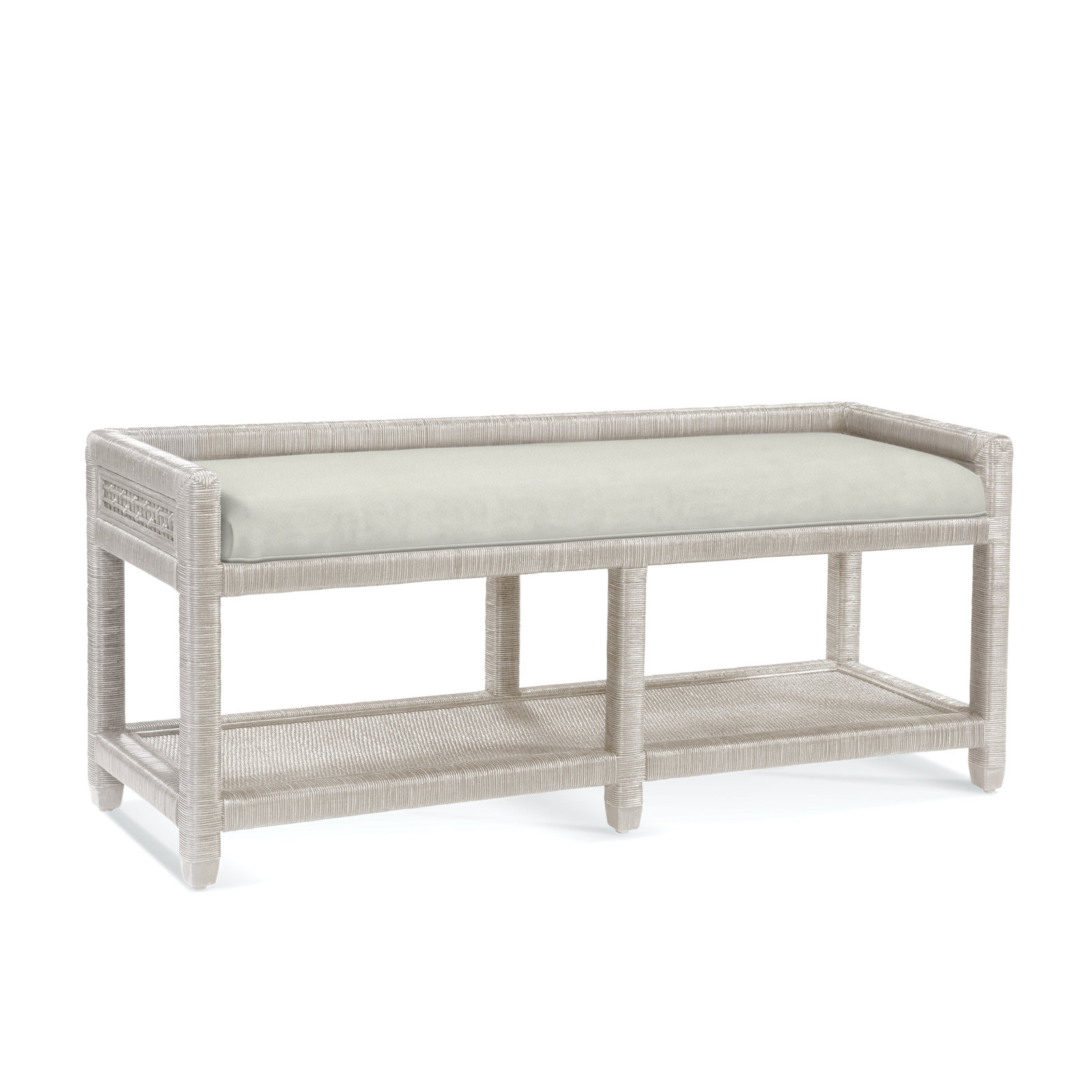 Silvio 54" Storage Bench, Antique Frost White, Ivory Crypton Performance; 0886-91
