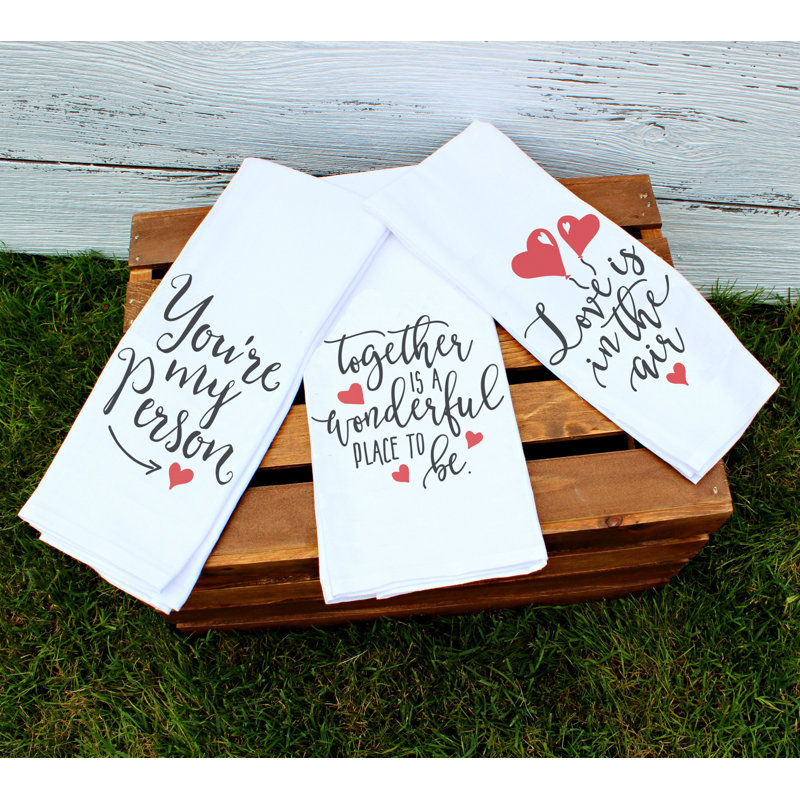 Ensemble de 3 serviettes de cuisine pour la Saint-Valentin
