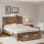 Cadre de lit avec tiroirs de rangement, ports USB et station de charge en bois pour la tête de lit, aucun matelas requis