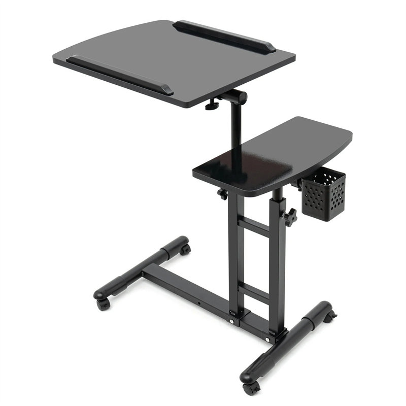 Adjustable Metal Base Computer Desk, Black