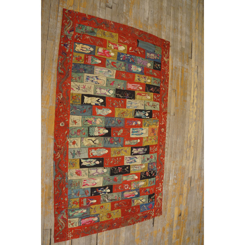 Antique Chinese Figural Pictorial Mid 19th Century Textile Art