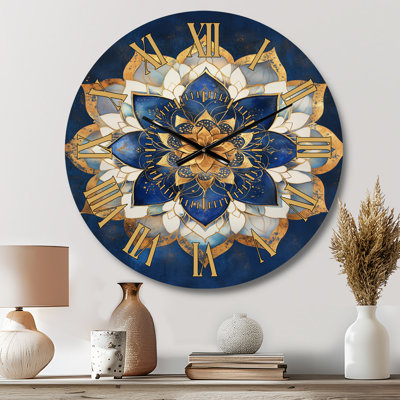 Gilded Mandala of Devotion - Traditional Metal Wall Clock