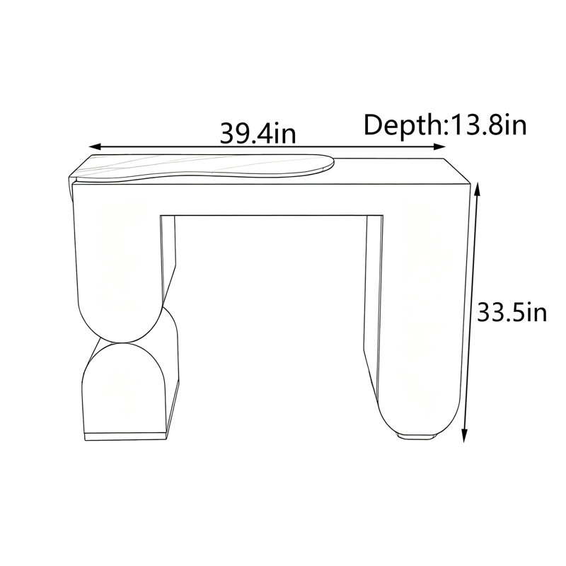 Console Mid-Century, H 33,5 po x l 39,4 po x P 13,8 po