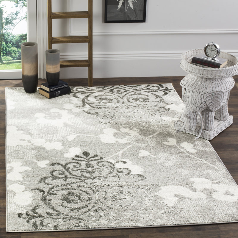 Tapis performance à motif floral Davonn, Rectangle 5 pi 1 po x 7 pi 6 po