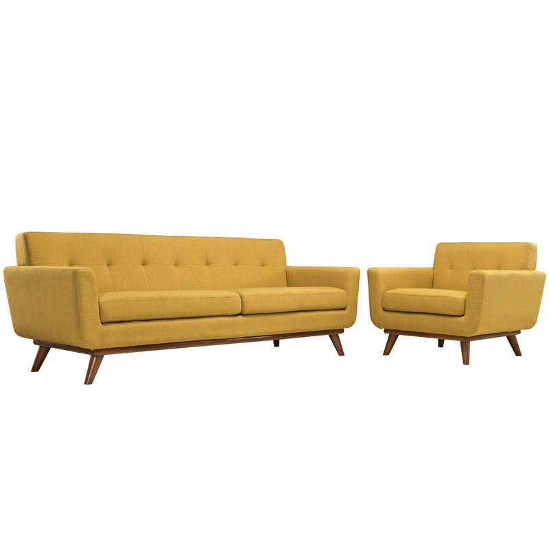 Ensemble de fauteuil et canapé capitonnés 2 pièces Modway Engage, Agrume